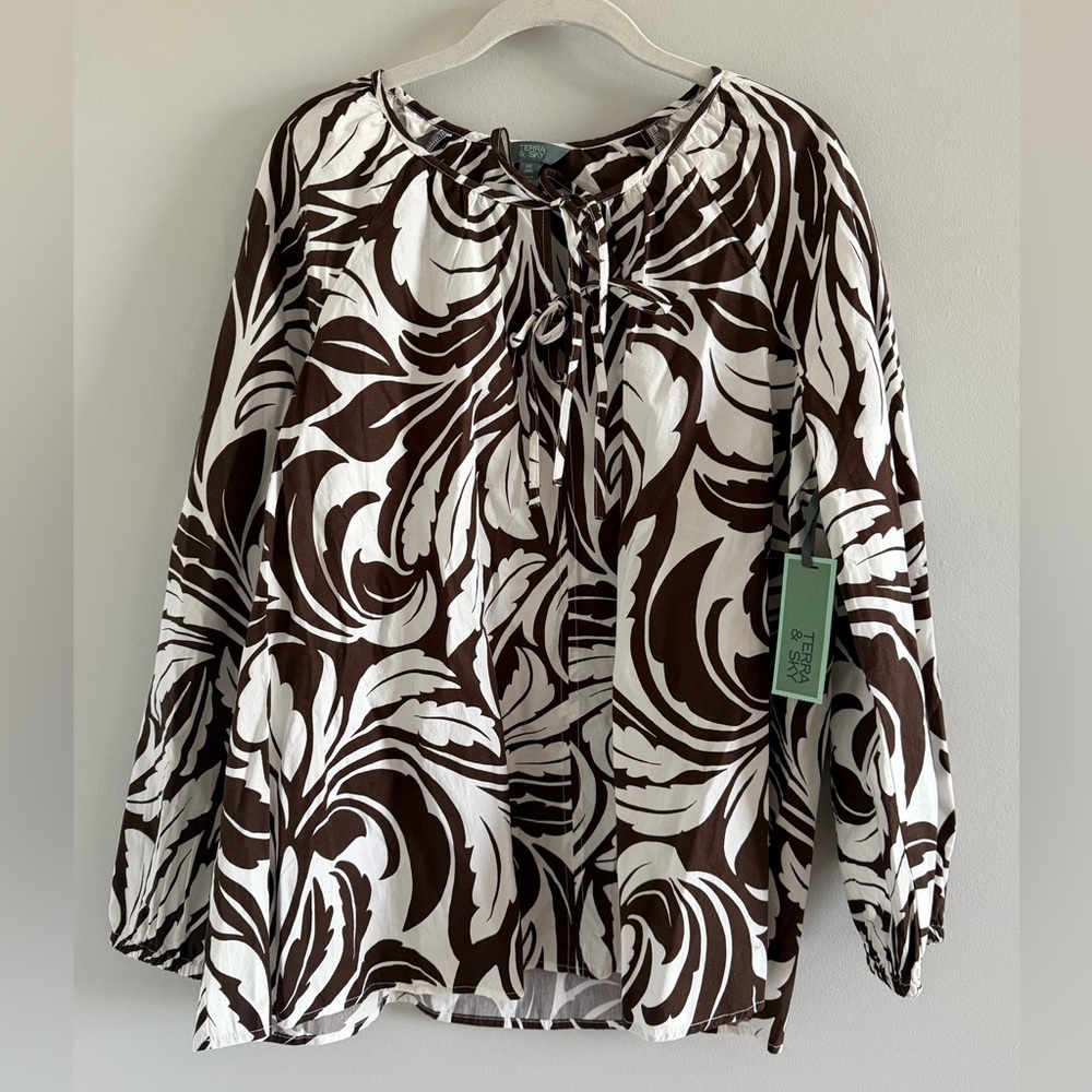 Terra and Sky Front Tie Blouse